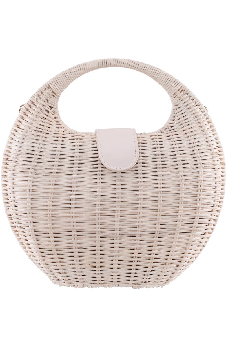 Nina Kava Rattan Handbag, Main, color, White