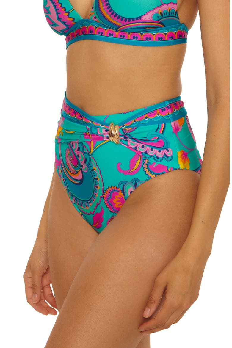 Mykonos High Waist Bikini Bottoms, Alternate, color, MULTI