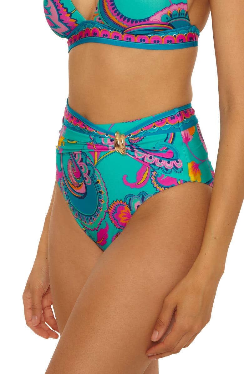 Trina Turk Mykonos High Waist Bikini Bottoms, Alternate, color, Multi