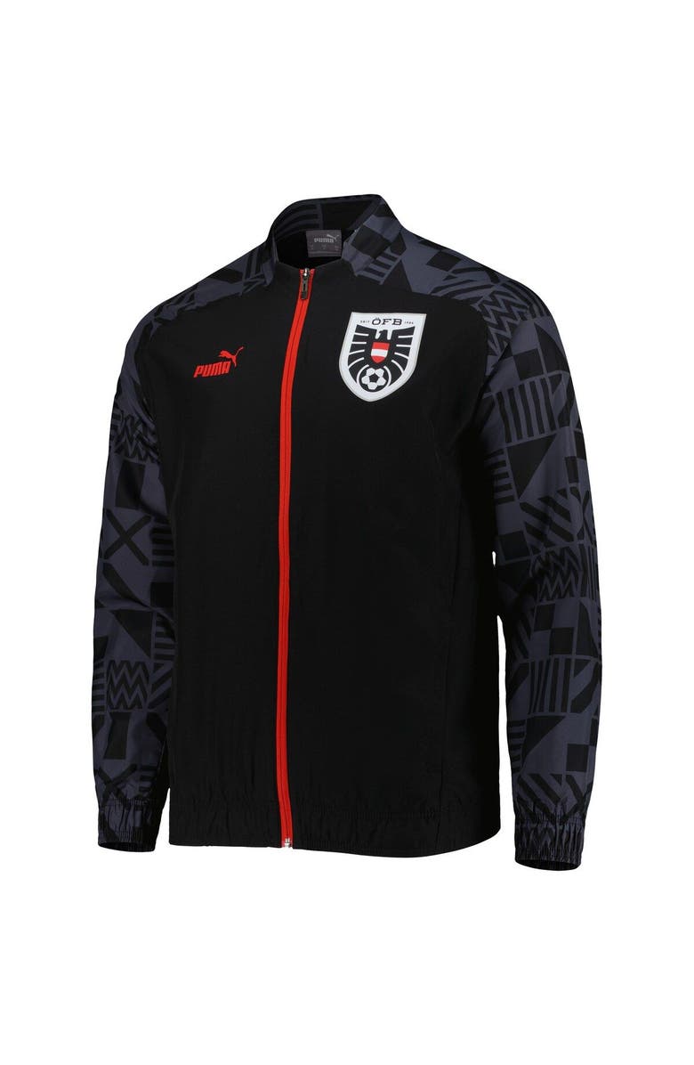 PUMA Men's Puma Black Austria National Team Pre-Match Raglan Full-Zip Training Jacket, Alternate, color, 
