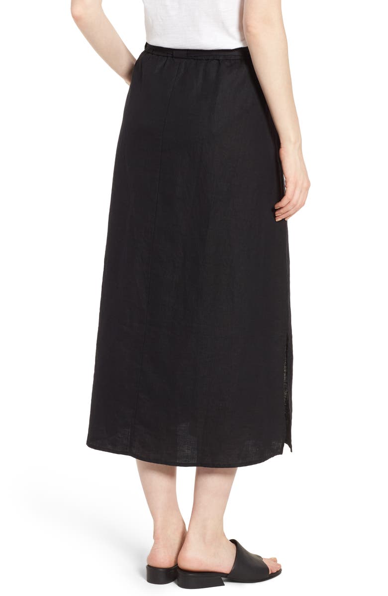 Eileen Fisher Faux Wrap Organic Linen Skirt, Alternate, color,