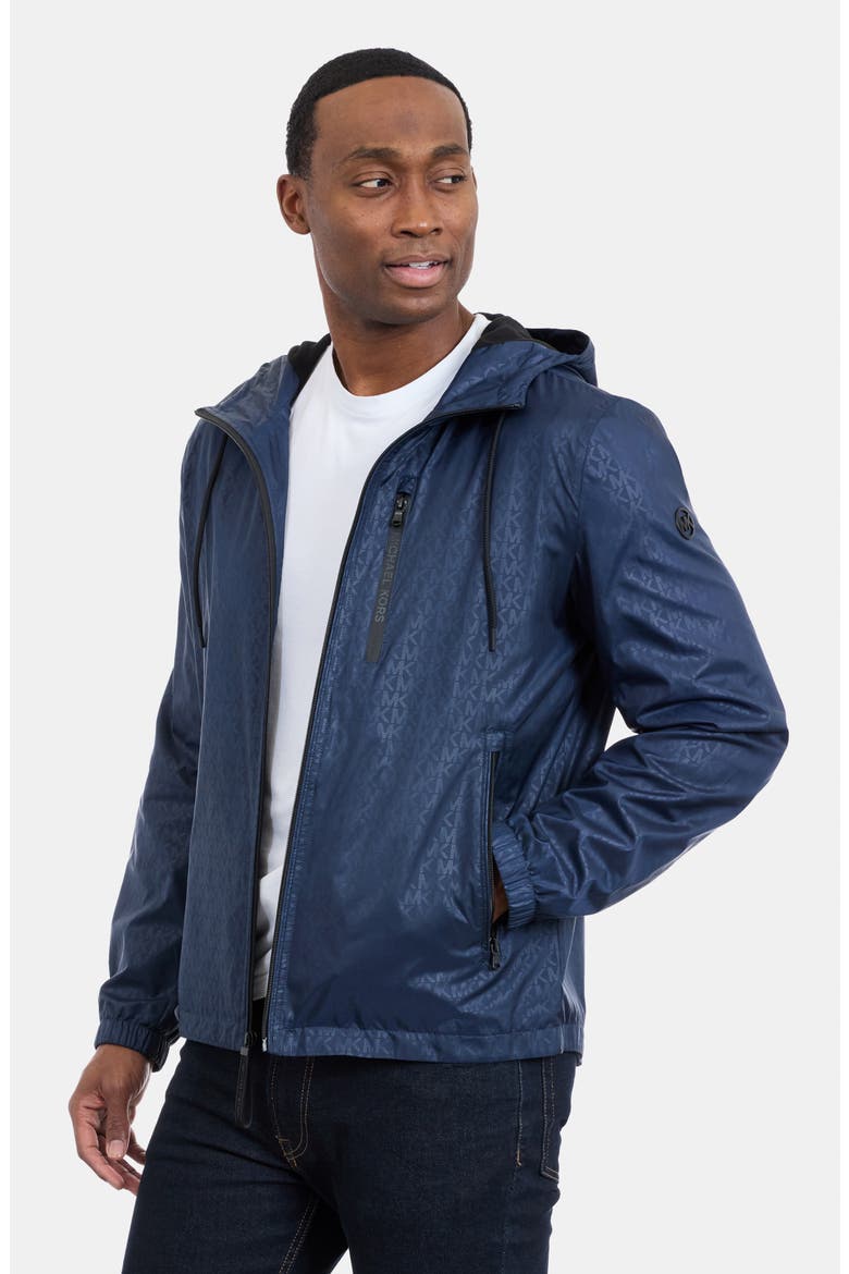 Allover Logo Print Windbreaker Jacket, Alternate, color, MIDNIGHT