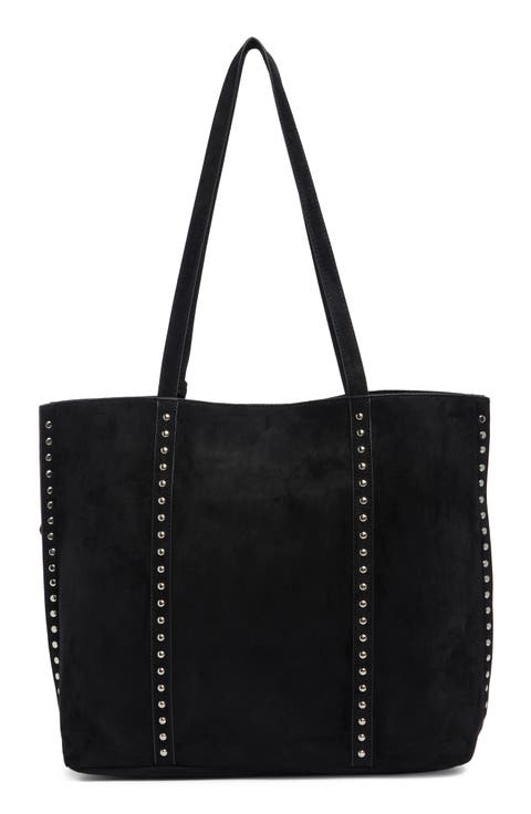 Faux Suede Tote with Pouch