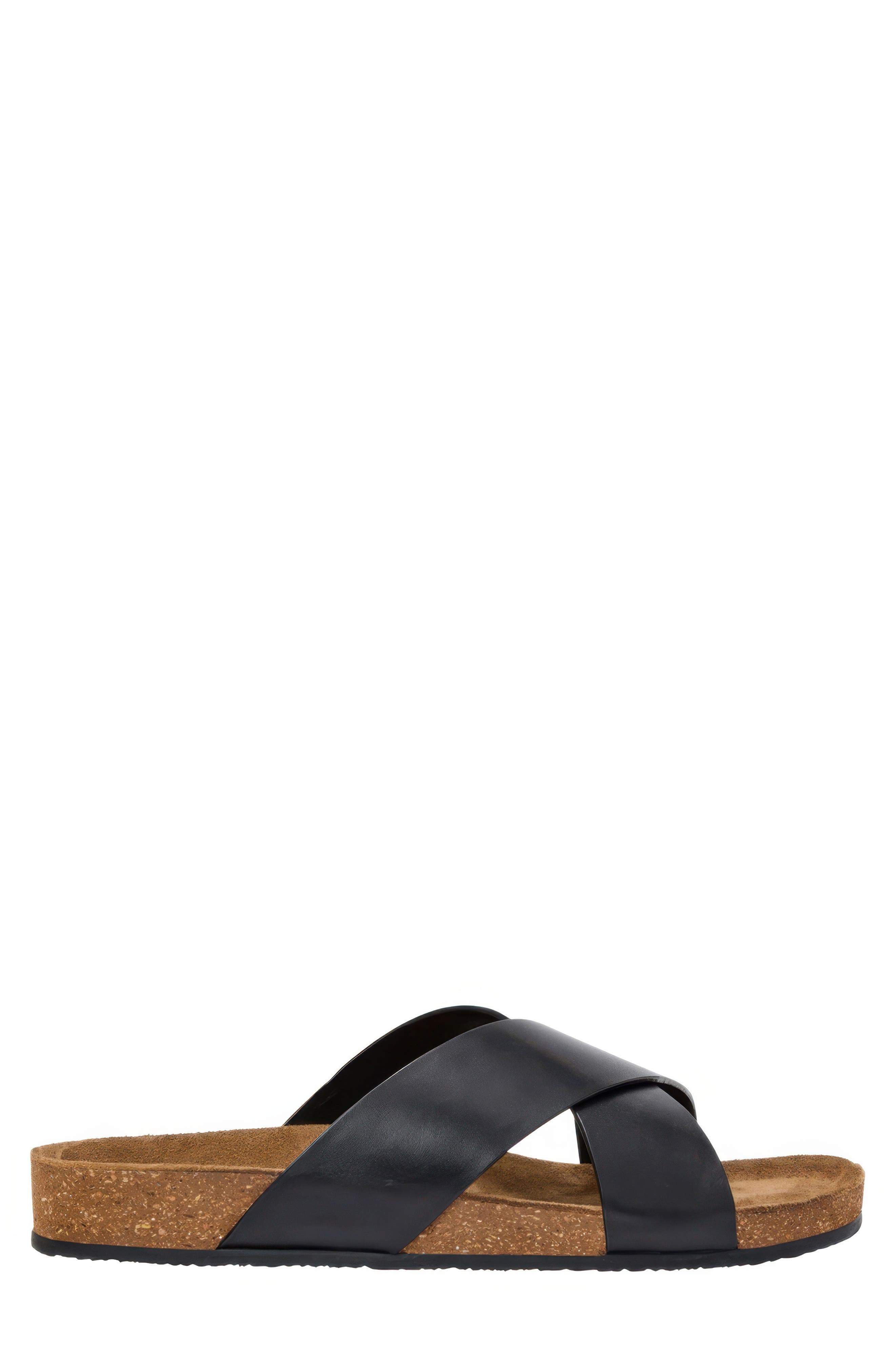 André Assous Max Slide Sandal, Alternate, color, Black Leather