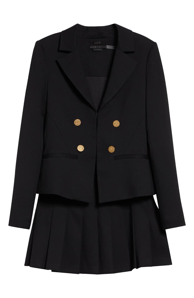 Alice + Olivia Mya Pleated Blazer Dress, Alternate, color, Black