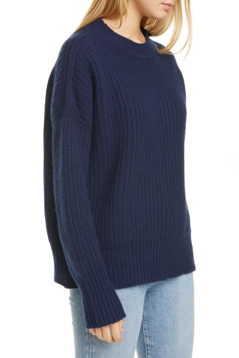 Shaker Stitch Cashmere Sweater, Main, color, NAVY