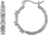 FZN Sterling Silver Byzantine Gemstone Hoop Earrings