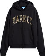 MARKET Camo Arc Appliqué Logo Zip Hoodie