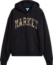 MARKET Camo Arc Appliqué Logo Zip Hoodie