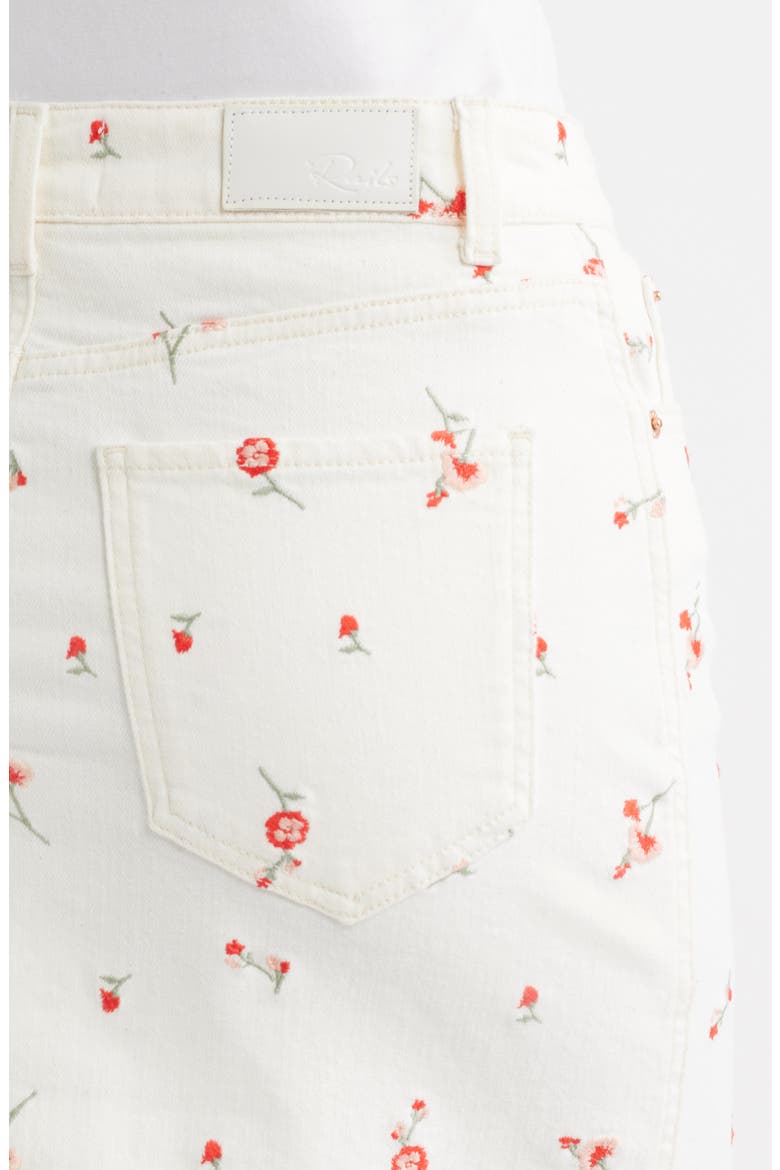 Burbank Floral Embroidered Denim Miniskirt, Alternate, color, ECRU ROMANTIC FLORAL