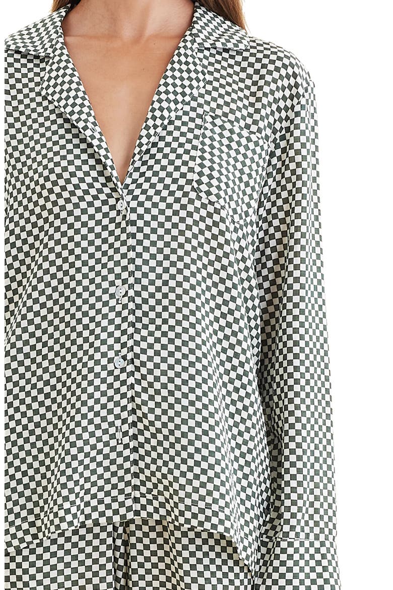 Anais Checkerboard Cotton Blend Pajamas, Alternate, color, FOREST GREEN