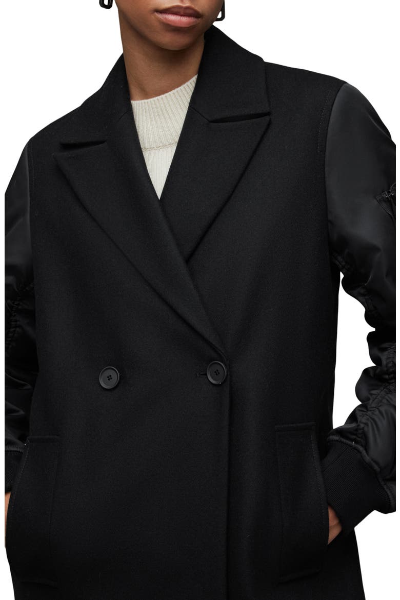 Paulah Wool Blend Longline Coat, Alternate, color, BLACK