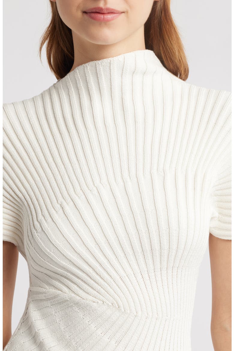 Annemie Cotton Asymmetric Funnel Neck Knit Top, Alternate, color, OFF WHITE