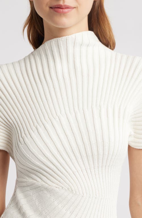 Cult Gaia Annemie Cotton Asymmetric Funnel Neck Knit Top In Off White
