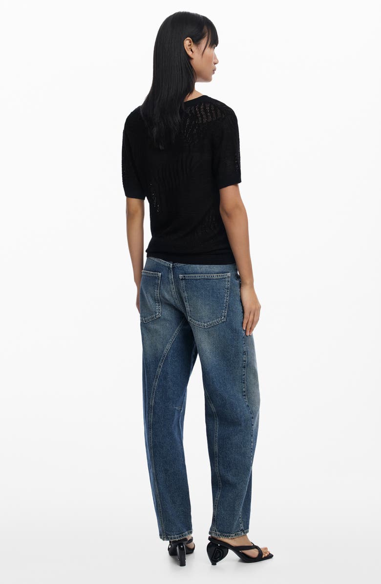 Desigual Lace Mesh Top, Alternate, color, Black