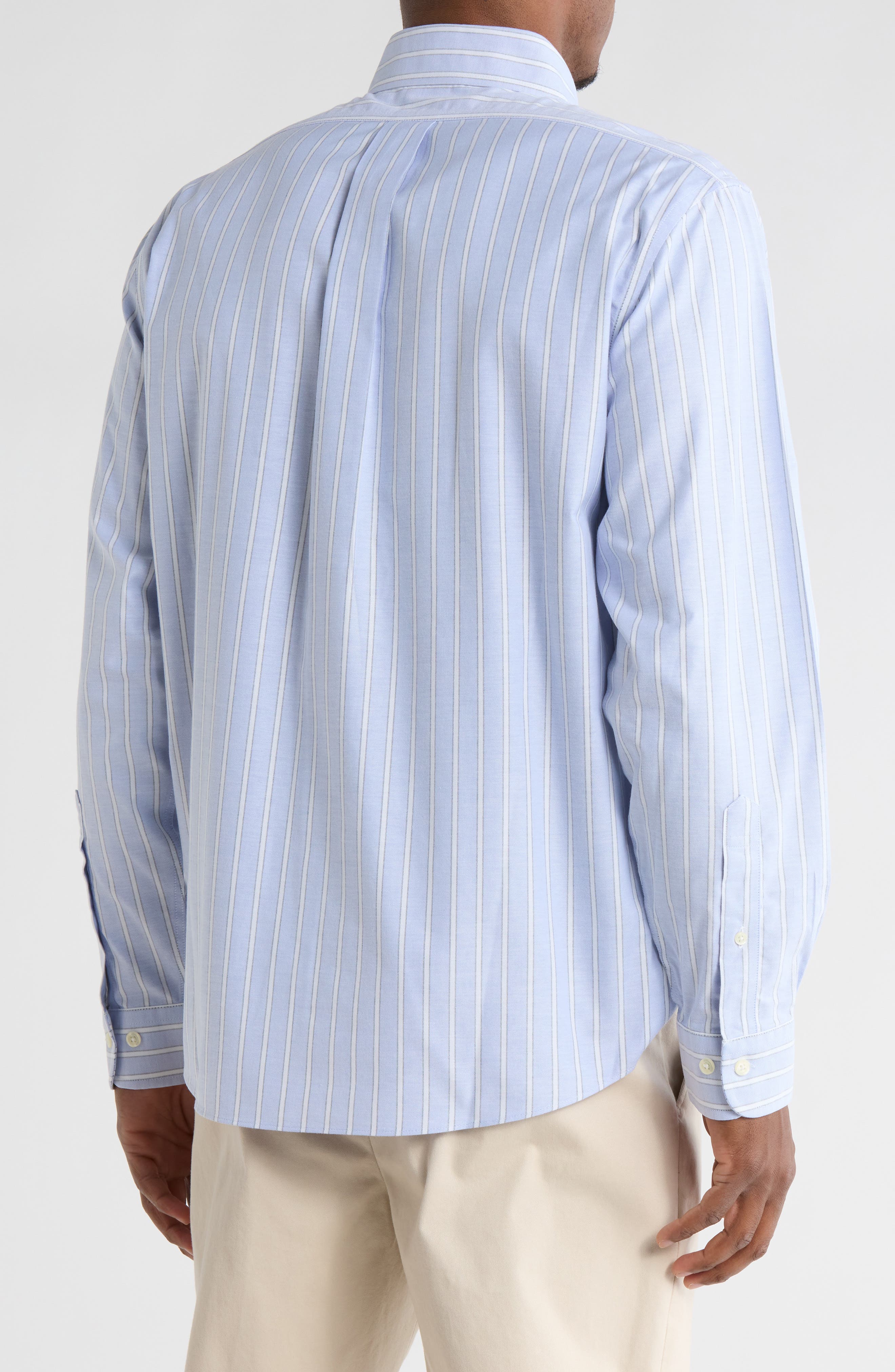 Regular Fit Stripe Non-Iron Stretch Cotton Button-Down Shirt - image 2