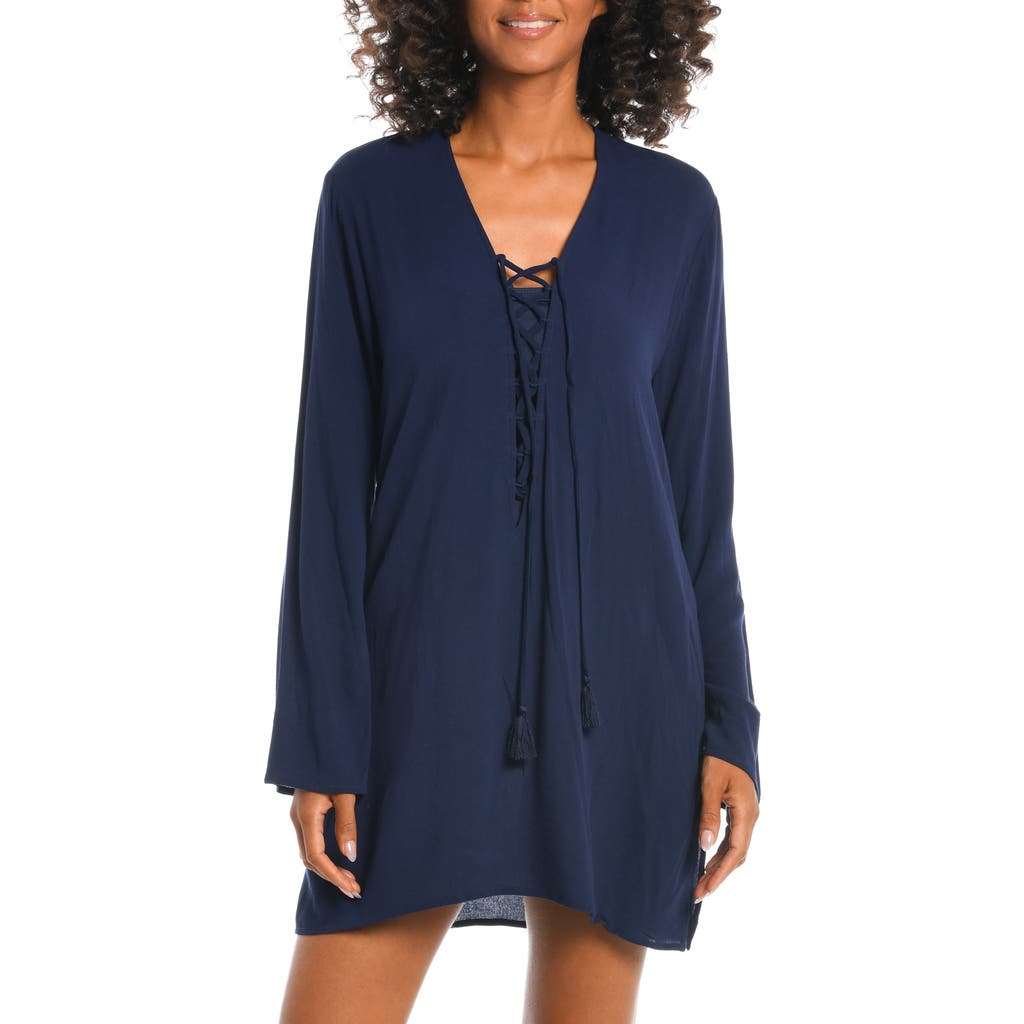 La Blanca V-neck Cover-up Tunic Dress In Purple