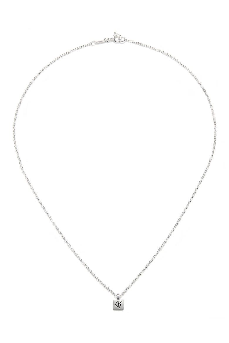 'Om' Engraved Pendant Necklace, Alternate, color, SILVER SQUARE
