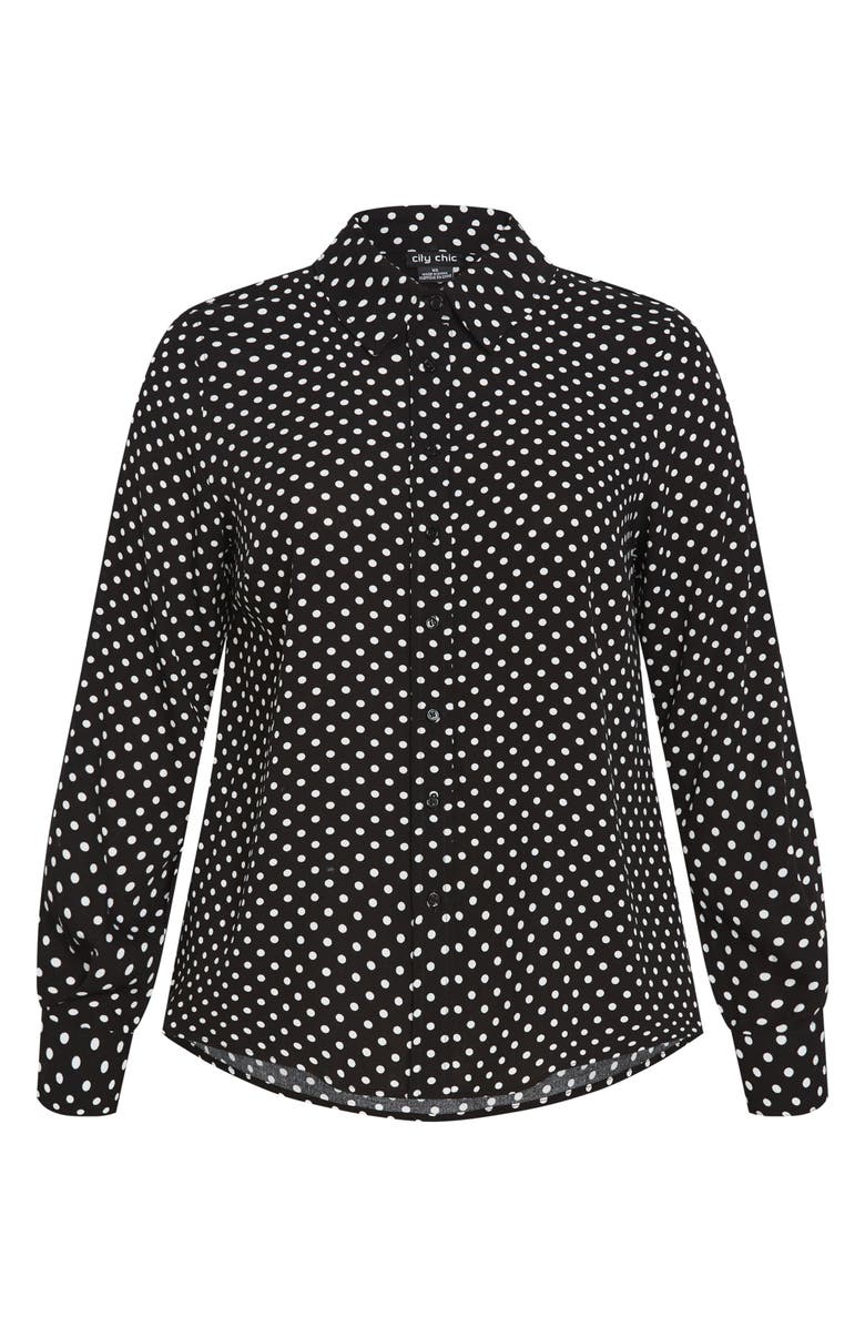 City Chic Hesper Polka Dot Button-Up Shirt, Alternate, color, 