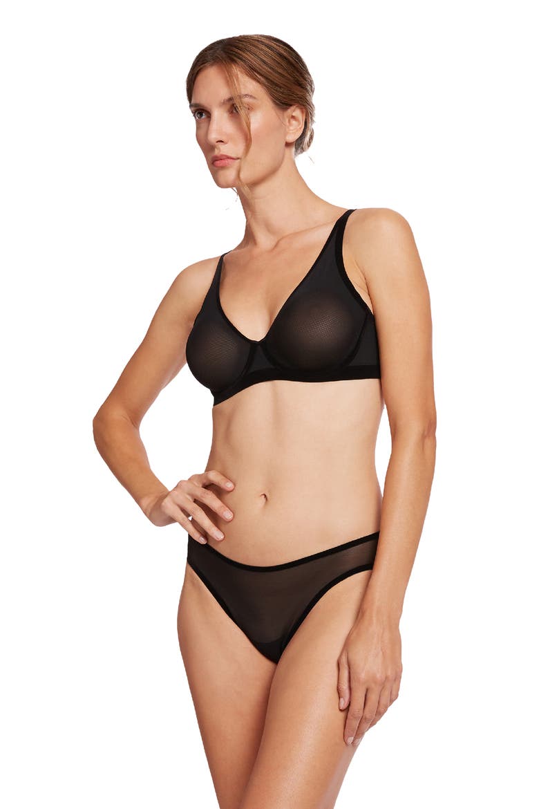 Tulle Underwire T-Shirt Bra, Alternate, color, BLACK