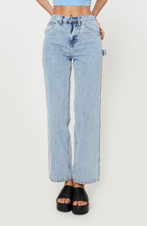 Princess Polly Alessandara High Waist Straight Leg Carpenter Jeans in Light Blue 