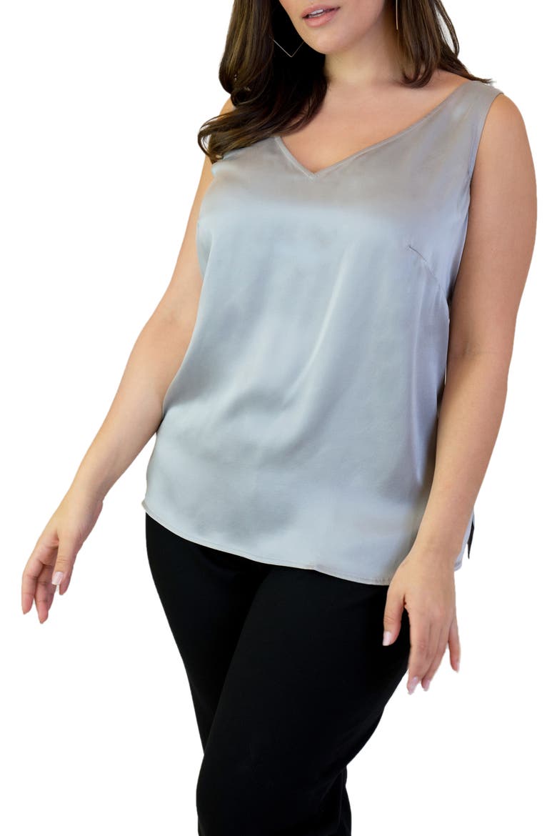 Silk Tank Top, Main, color, GREY