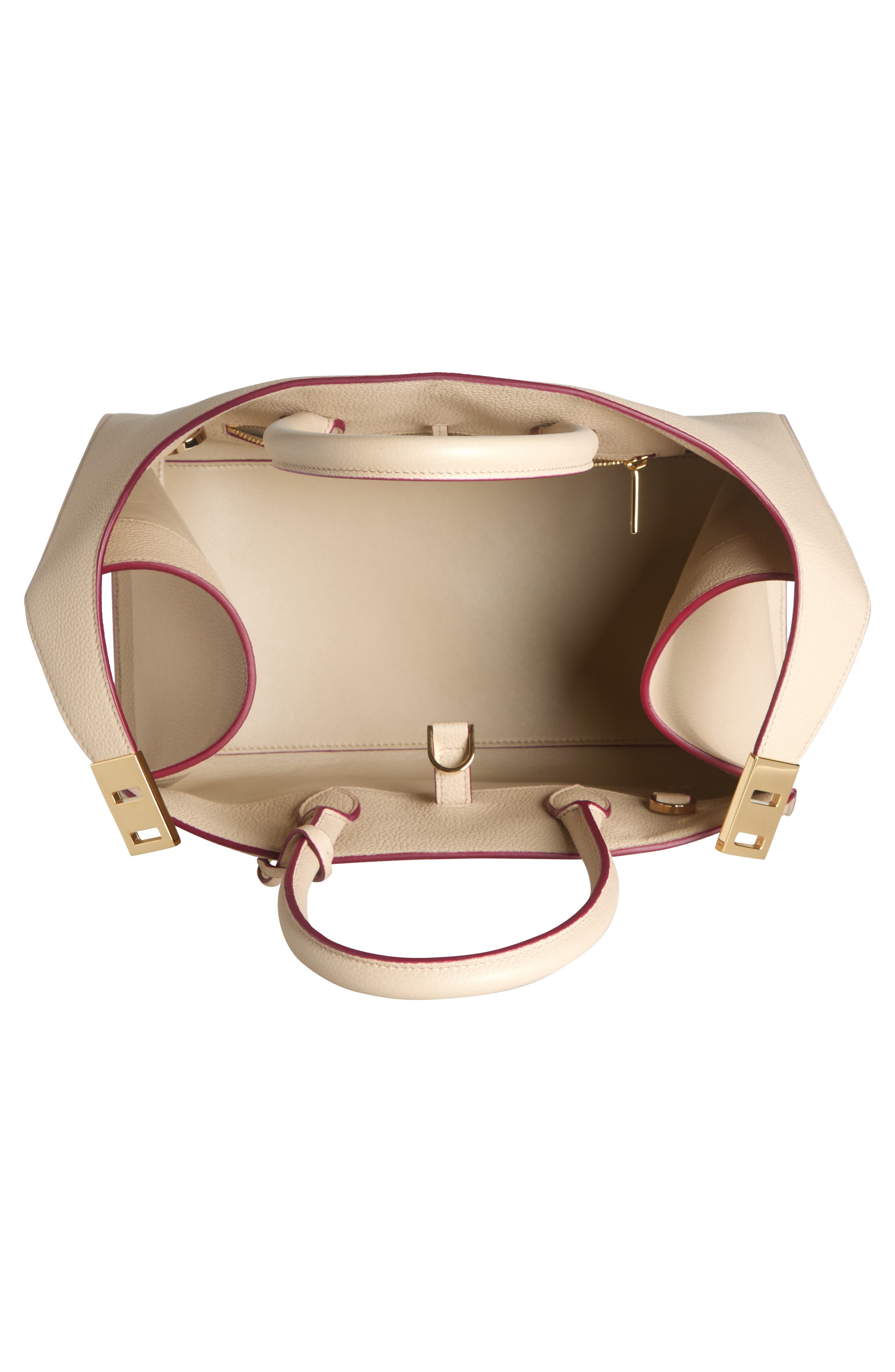 FERRAGAMO Small Hug Leather Top Handle Bag, Alternate, color, Stone