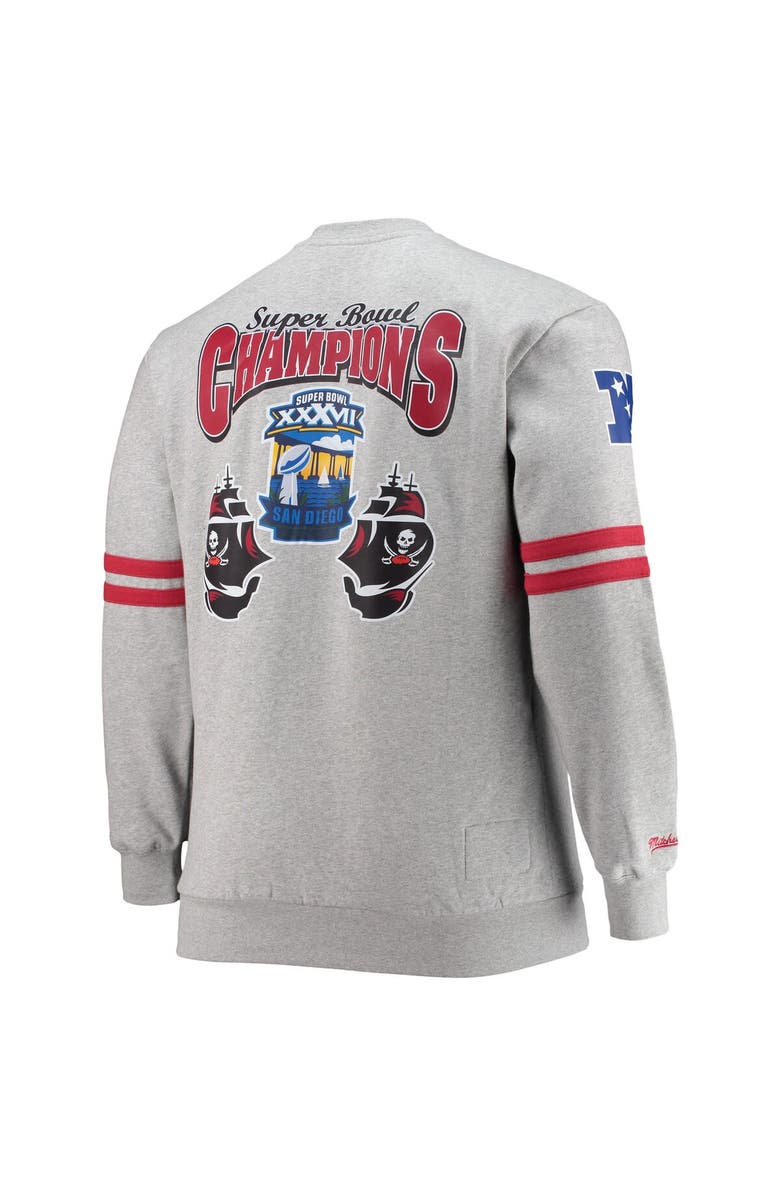 Mitchell & Ness Men's Mitchell & Ness Heathered Gray Tampa Bay Buccaneers Big & Tall Allover Print Pullover Sweatshirt, Alternate, color, 