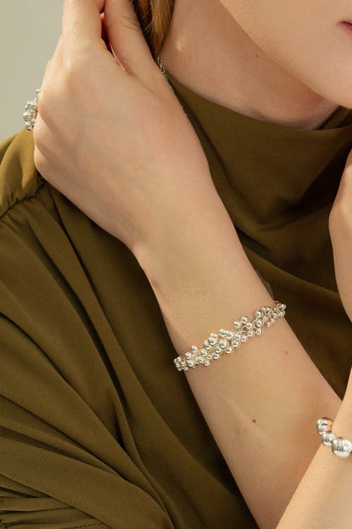 Bearfruit Jewelry Sterling Silver Vivienne Statement Bouquet Chain Necklace & Bracelet Set In Metallic