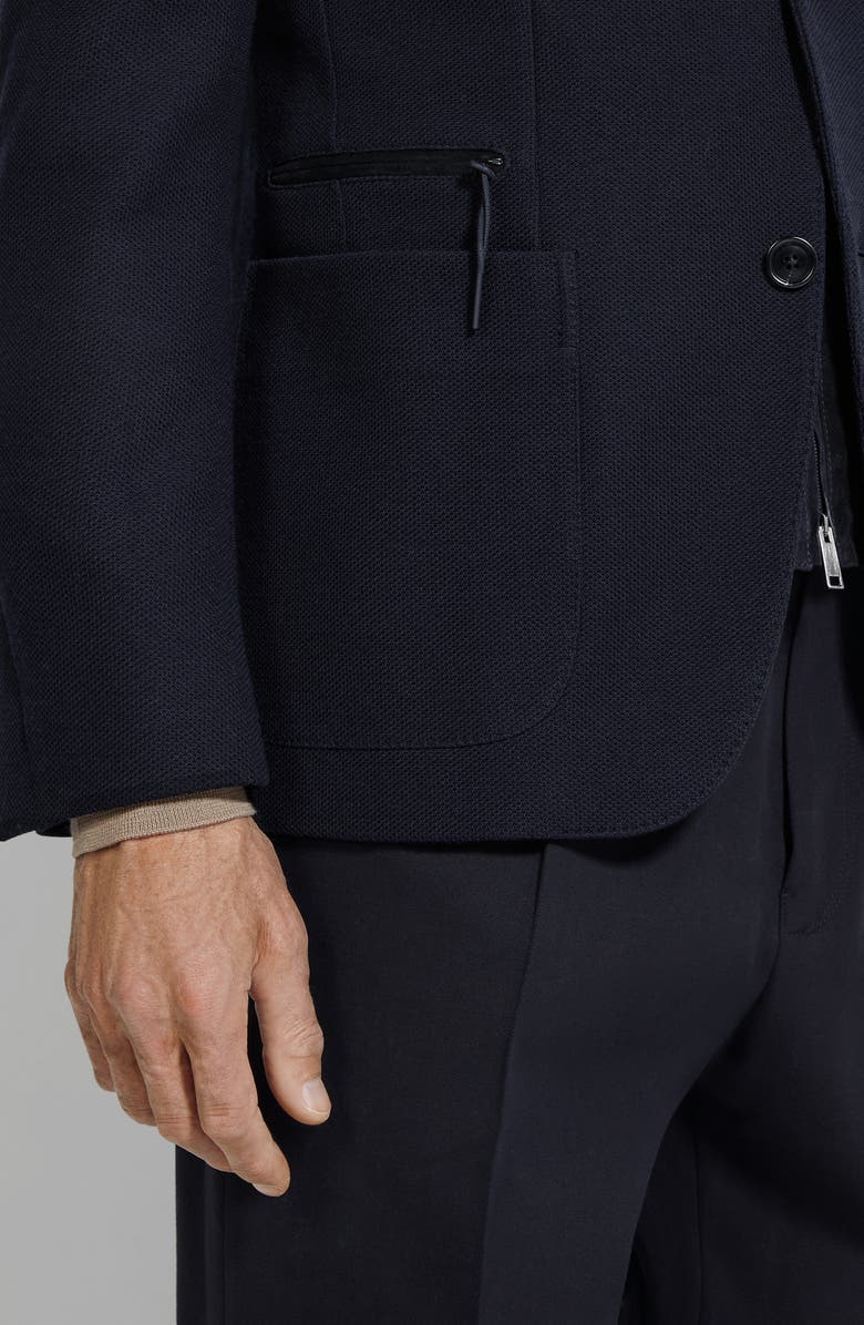 ZEGNA High Performance<sup>™</sup> Wool & Cotton Jersey Sport Coat with Detachable Suede Bib, Alternate, color, Navy Blue