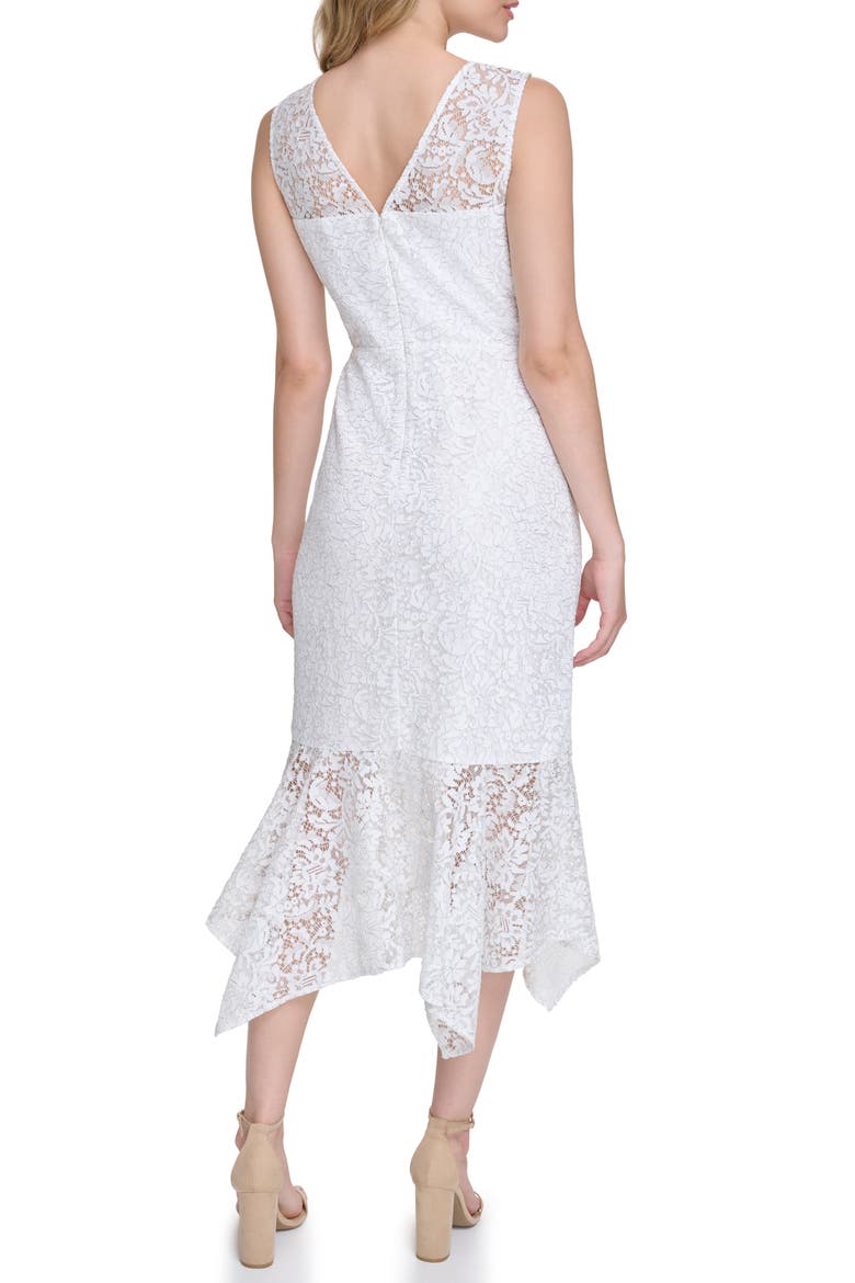 Floral Lace Asymmetric Dress, Alternate, color, IVORY SILVER