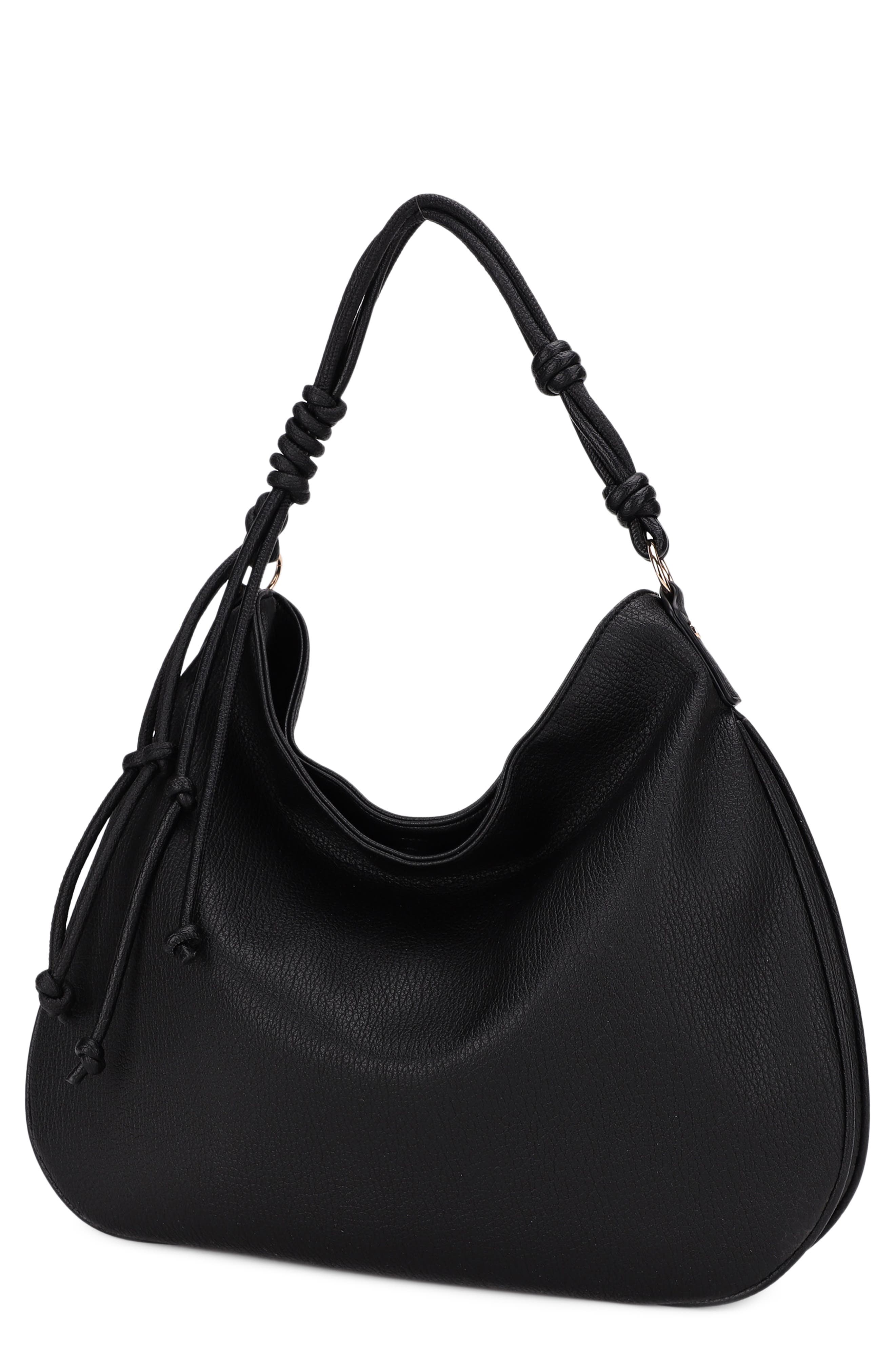 Mali + Lili Yasmin Vegan Leather Hobo Shoulder Bag, Main, color, Black