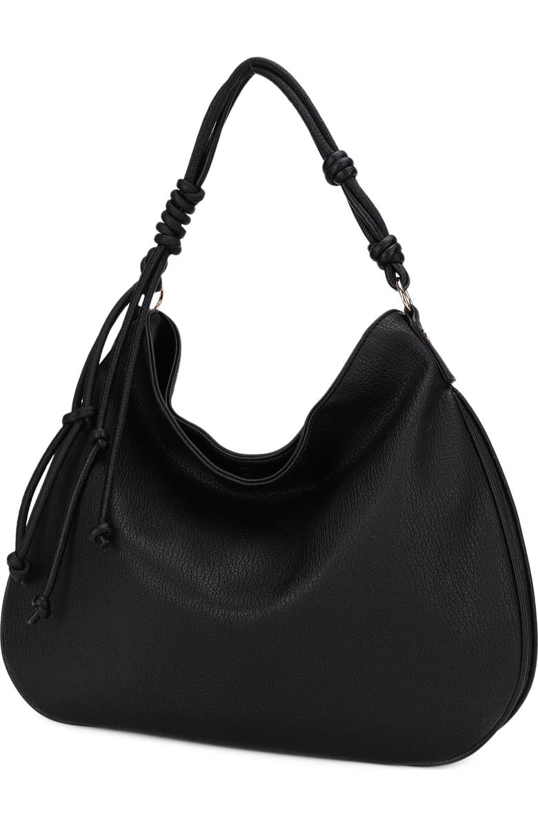 Mali + Lili Yasmin Vegan Leather Hobo Shoulder Bag, Main, color, Black