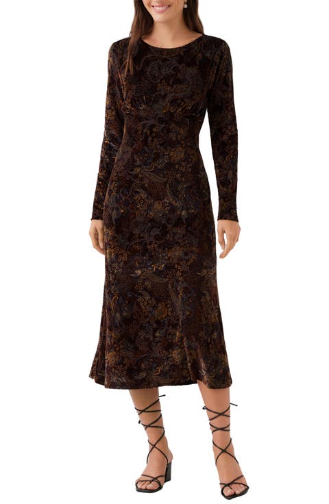 Velvet Burnout Midi Dress
