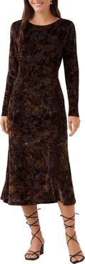 Karen Kane Velvet Burnout Midi Dress