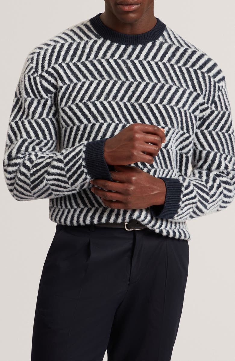 Ted Baker Sergej Zigzag Wool Blend Sweater, Main, color, Navy