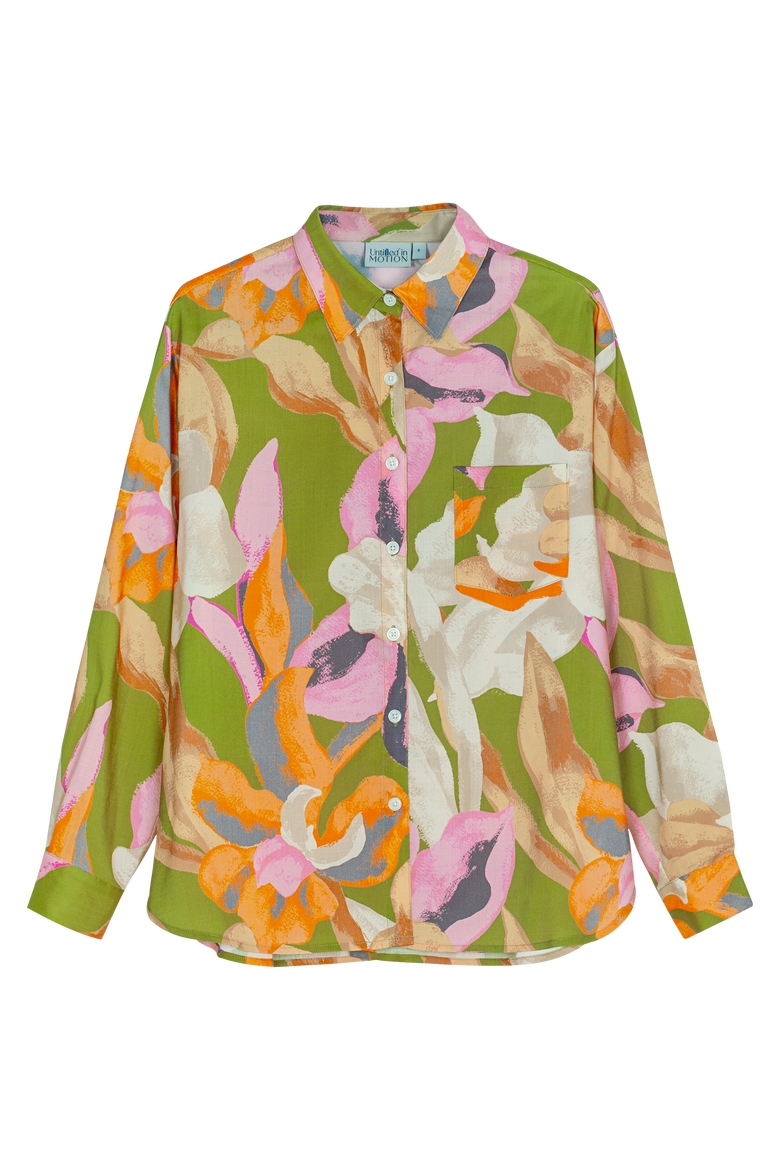 Zanaya Silky Button-Up Printed Shirt, Main, color, Fresco Floral