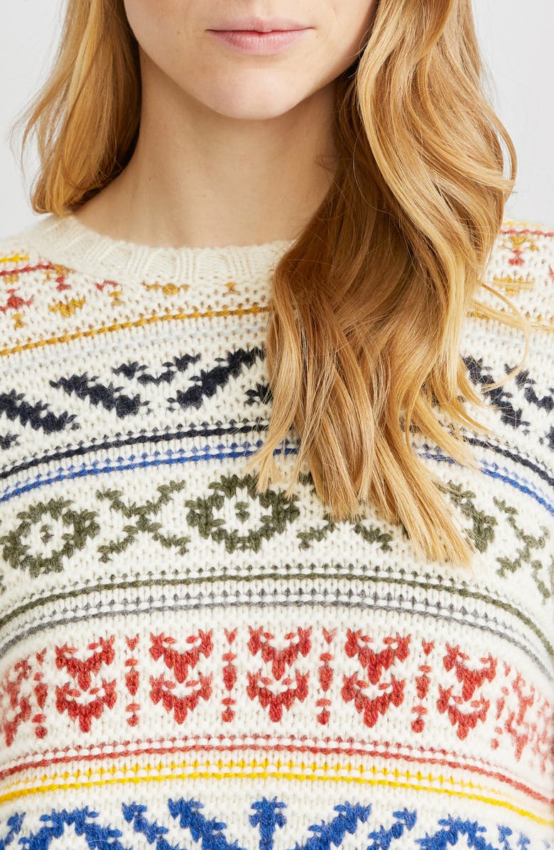 Loro Piana Mixed Pattern Cashmere Crewneck Sweater, Alternate, color, 