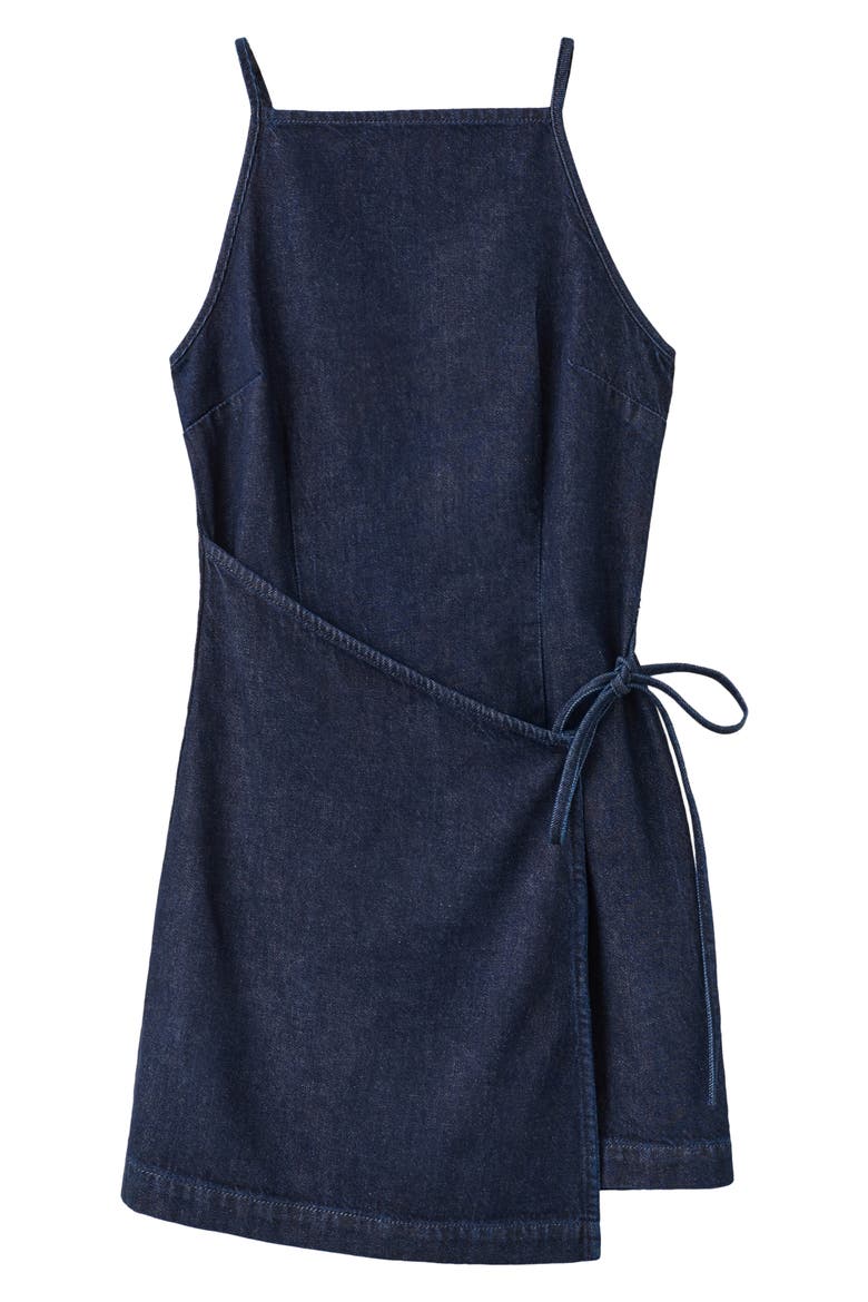 Tie Detail Strappy Cotton Denim Dress, Alternate, color, OPEN BLUE