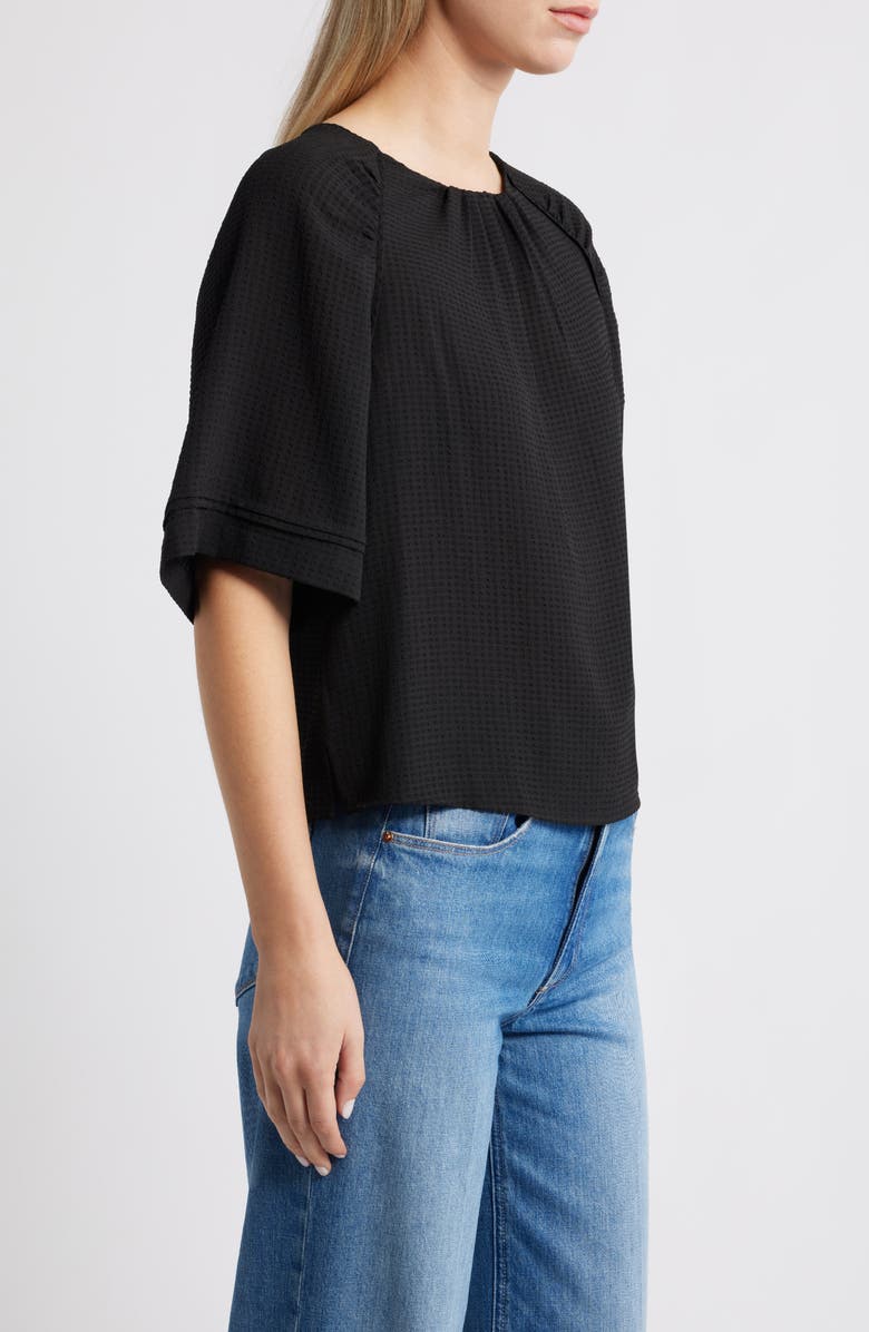 Wit & Wisdom Shirred Bell Sleeve Top, Alternate, color, Black