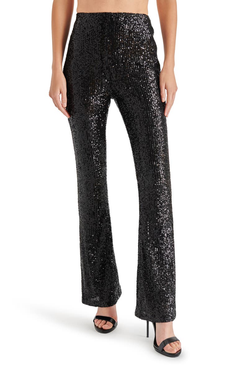 Steve Madden Citrine Sequin High Waist Flare Leg Pants, Alternate, color, 
