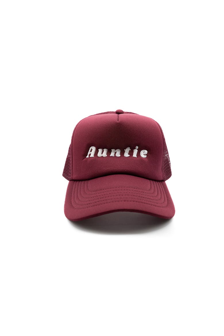 Auntie Foam Trucker Hat, Main, color, Burgundy