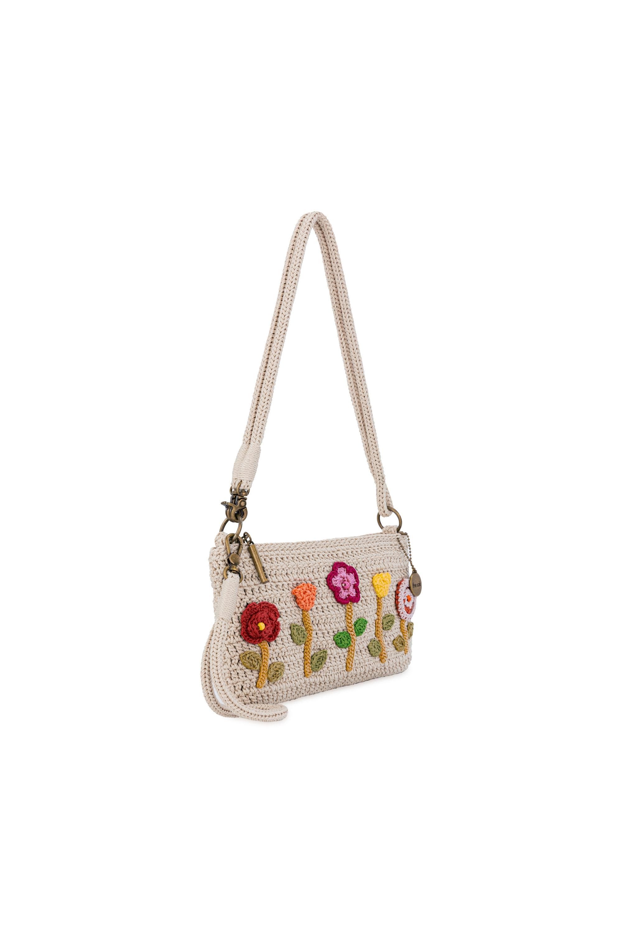 Vita Hand Crochet Crossbody Wristlet, Alternate, color, Flower Ecru