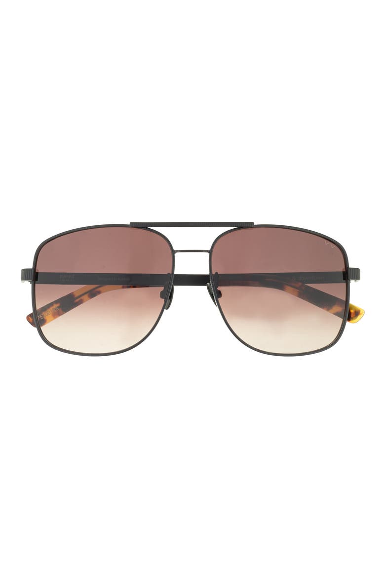 Uptown & Downtown 57.5mm Aviator Sunglasses, Main, color, MATTE BLACK LIGHT ROSE