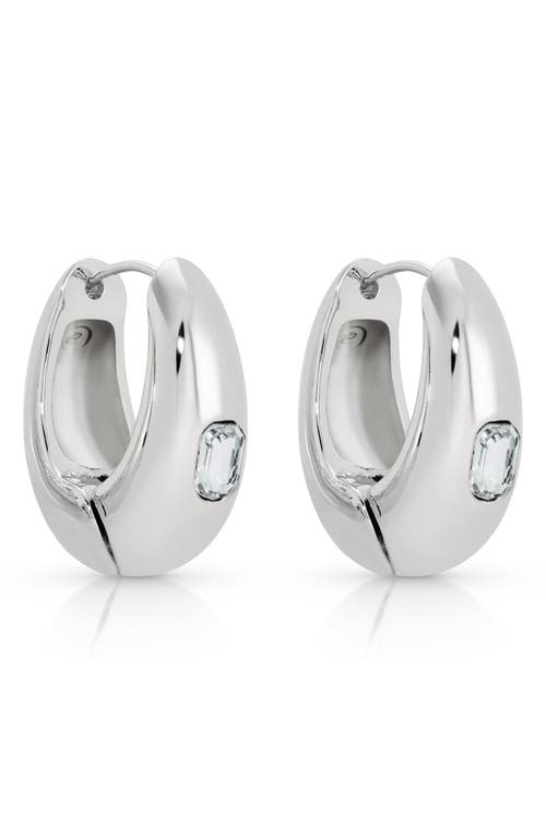 Ettika Deco Cubic Zirconia Hoop Earrings In Silver