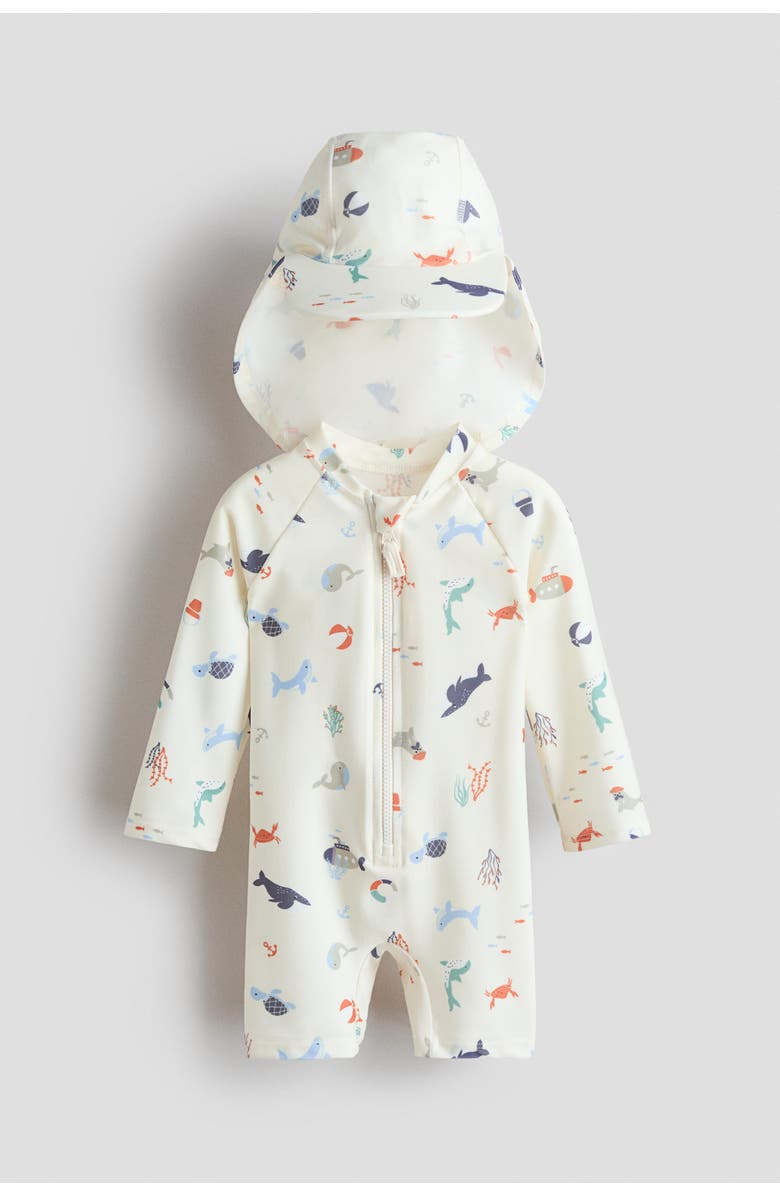 H&M Upf 50 Sun Protection Set, Main, color, White/Marine Animals