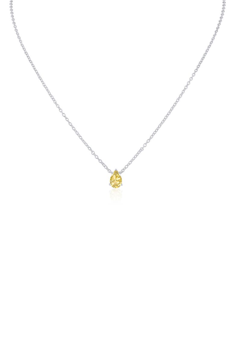 CZ by Kenneth Jay Lane Pear Cut Yellow Cubic Zirconia Pendant Necklace, Main, color, Yellow/ Silver