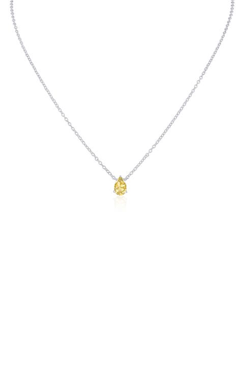 Pear Cut Yellow Cubic Zirconia Pendant Necklace
