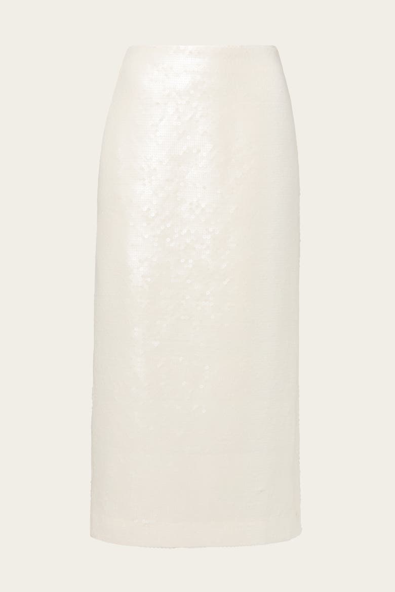 Clarisse Sequin Maxi Skirt, Alternate, color, Vanilla