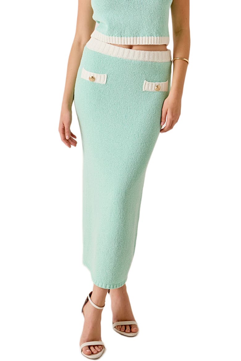 Knit Maxi Skirt, Main, color, MINT COMBO